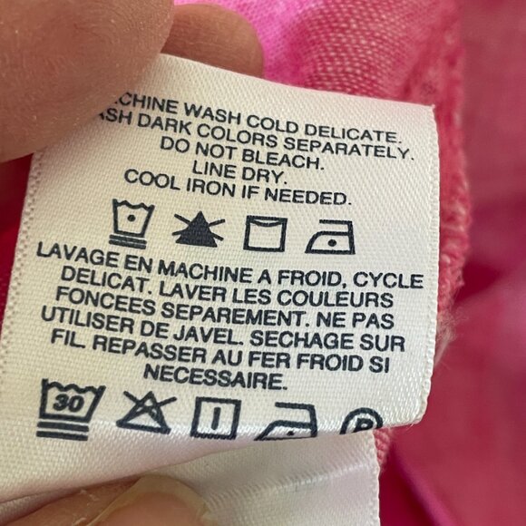 Land's End Bright Pink 100% Linen Blouse Shirt-Extra Large - Picture 6 of 8